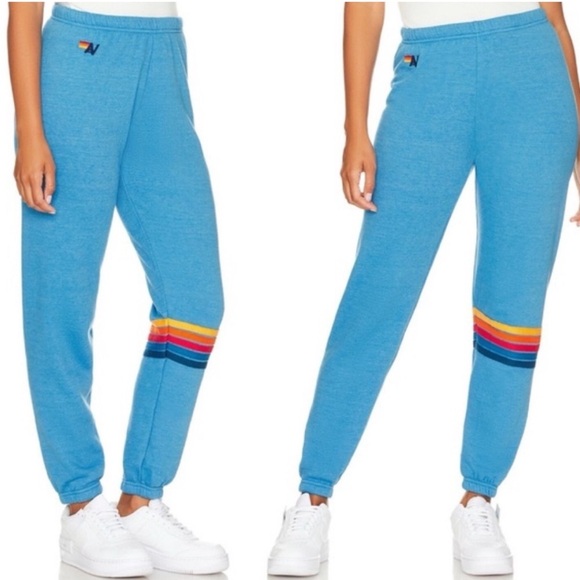 Aviator Nation Rainbow Stitch Sweatpants Ocean Blue,All Products : American Fashion Style Bags On Sale